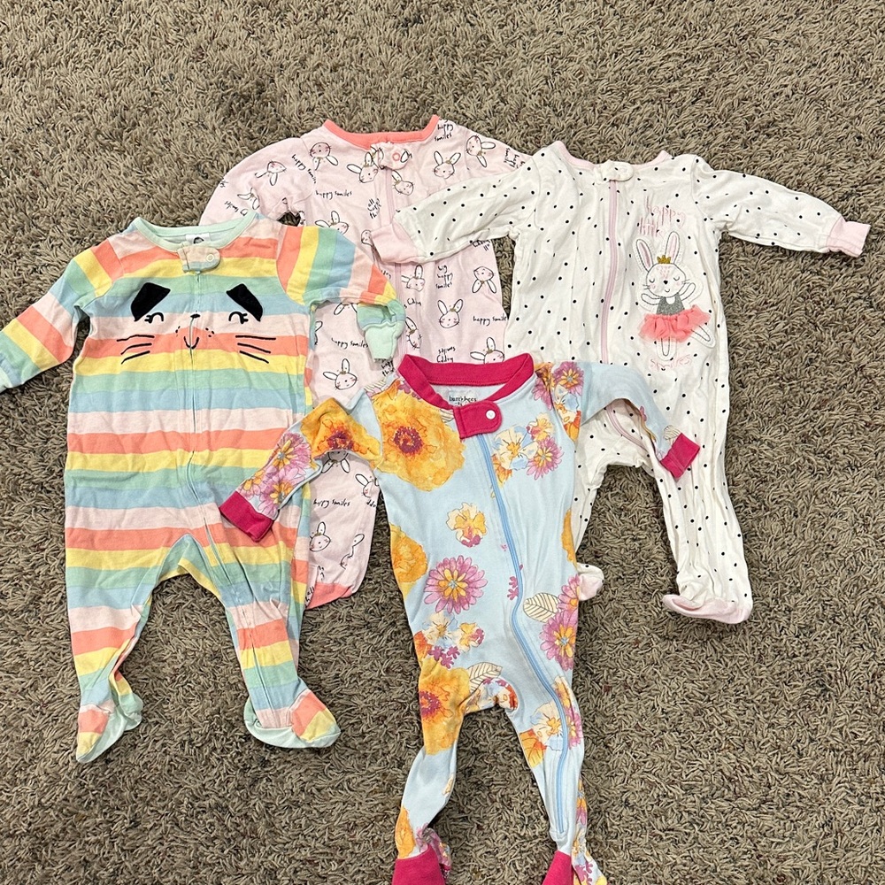 3-6 Month Baby Girl Zipper Pajamas